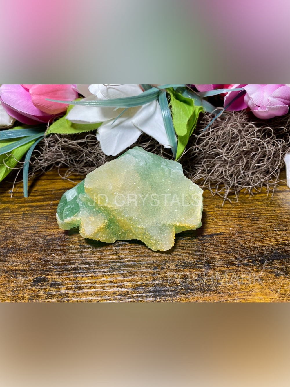 Green Fluorite With Sugar Calcite